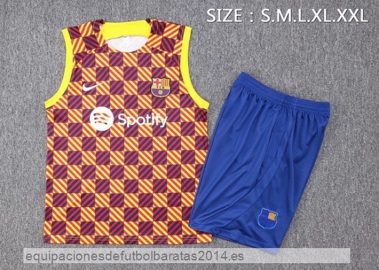 Nuevo Entrenamiento Sin Mangas Conjunto Completo Barcelona 23/24 Naranja Azul Baratas